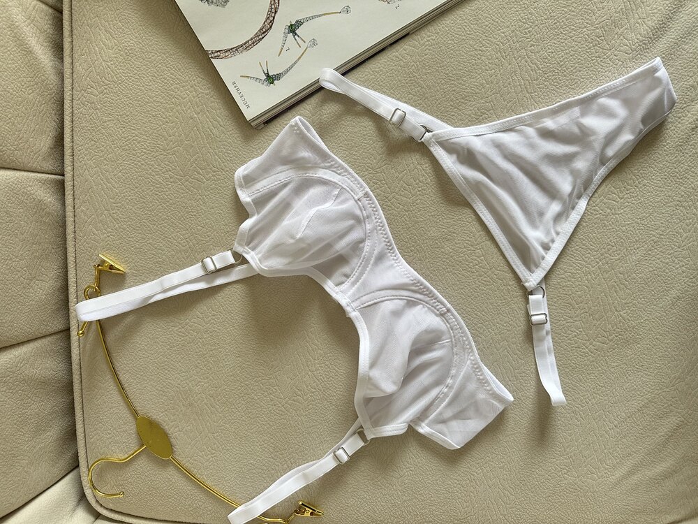 Beyaz Transparan Bralet Takımı