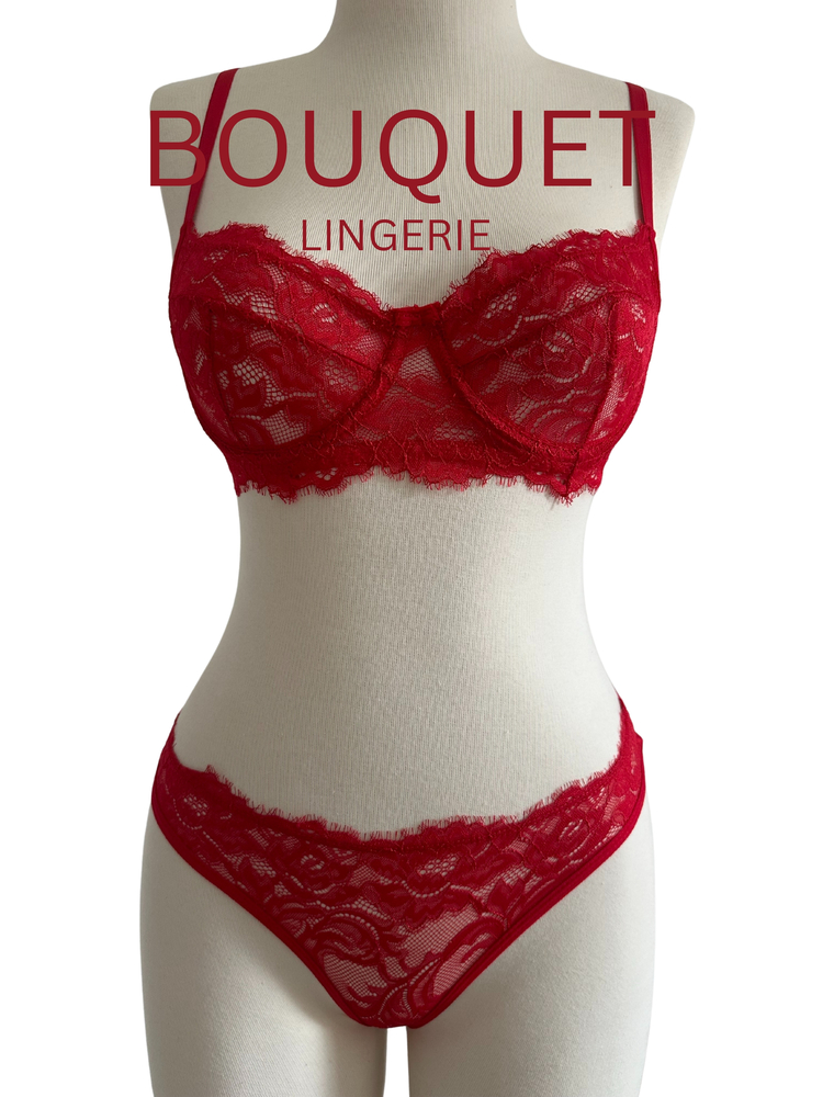 Kırmızı Dantel Detaylı Bralet Takımı 
