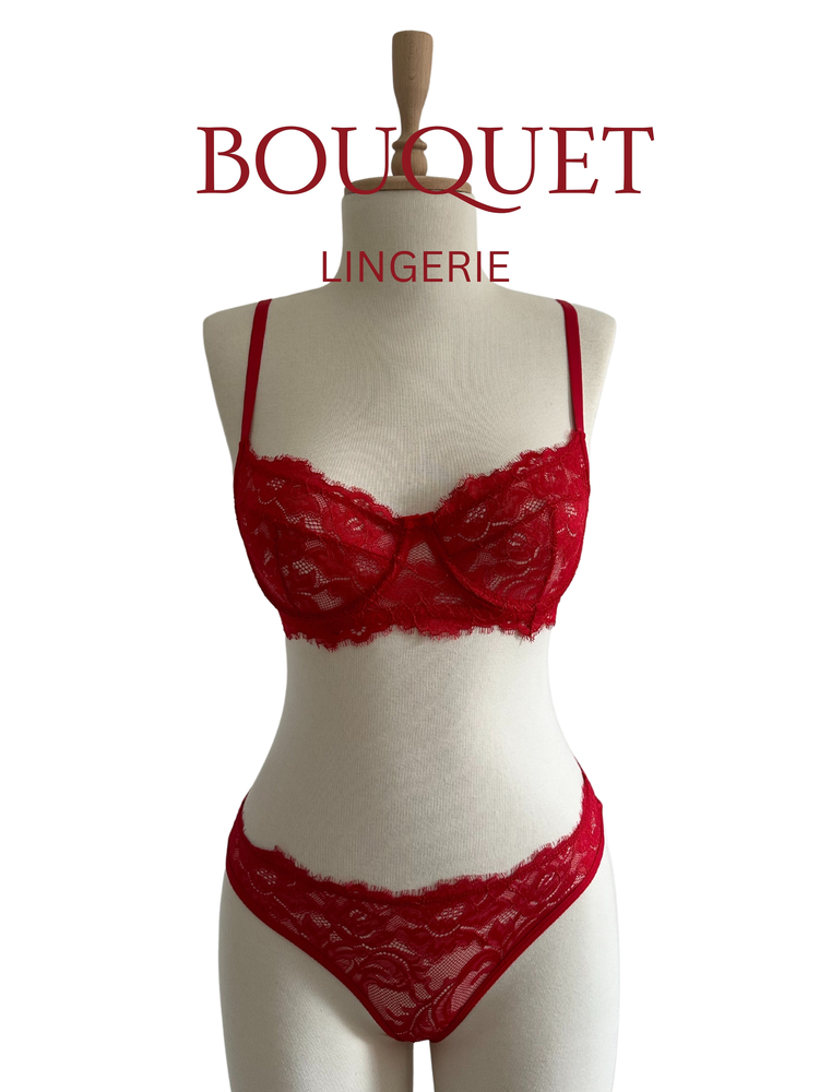 Kırmızı Dantel Detaylı Bralet Takımı 