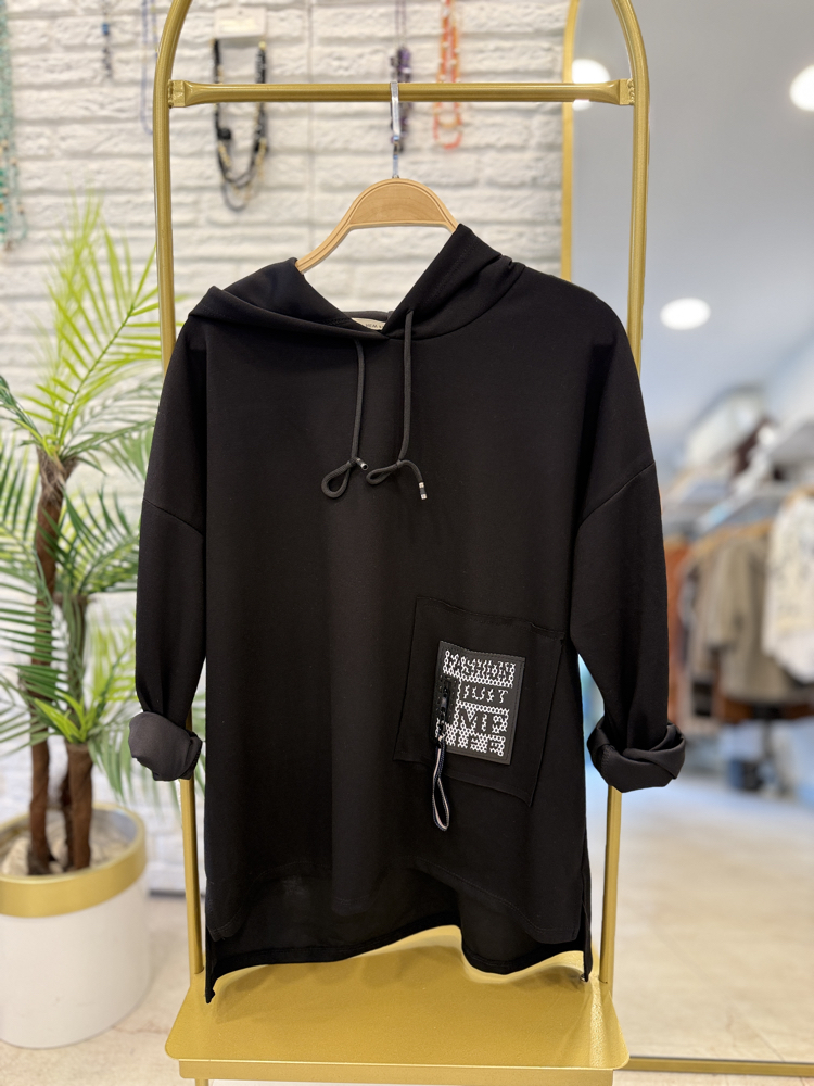 Scuba Kumaş Kapüşonlu İthal Spor Sweatshirt