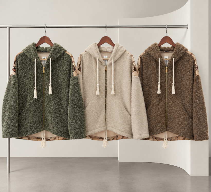 Sırtı Zincir Desen Kırçıllı Oversize İtalyan Hırka
