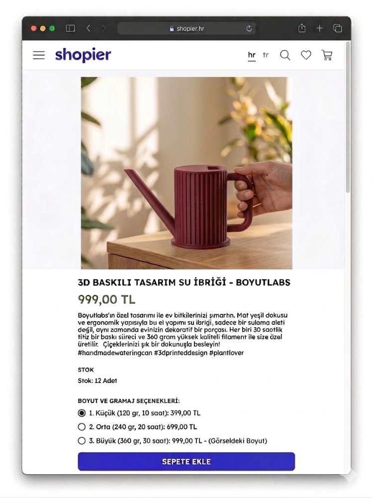 Boyutlabs Retro-Modern 3D Tasarım Bitki Sulama İbriği