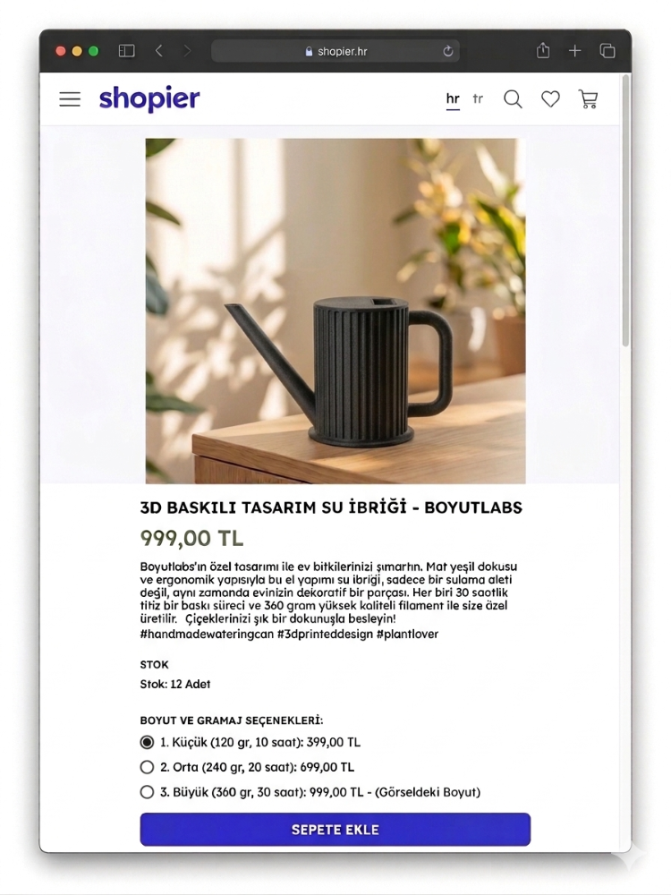 Boyutlabs Retro-Modern 3D Tasarım Bitki Sulama İbriği