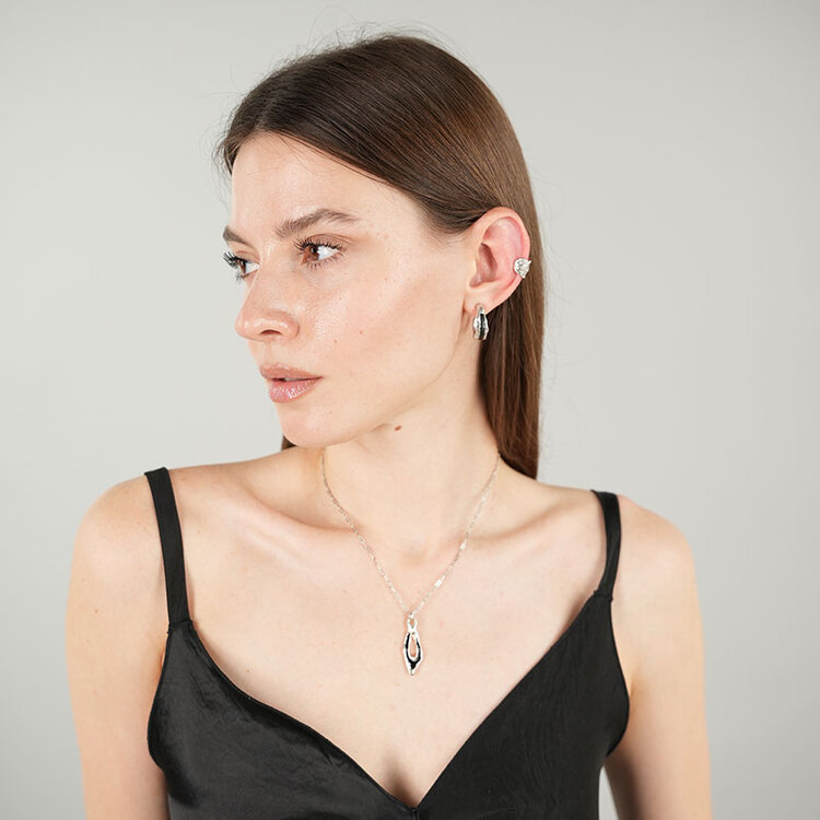 Brambuta İsis Kıkırdak Küpe Earcuff Beyaz
