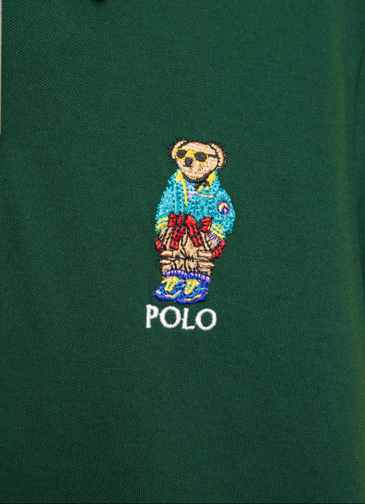 Ralph Laurn Ayıcık Nakışlı Yeşil Polo Yaka T-Shirt