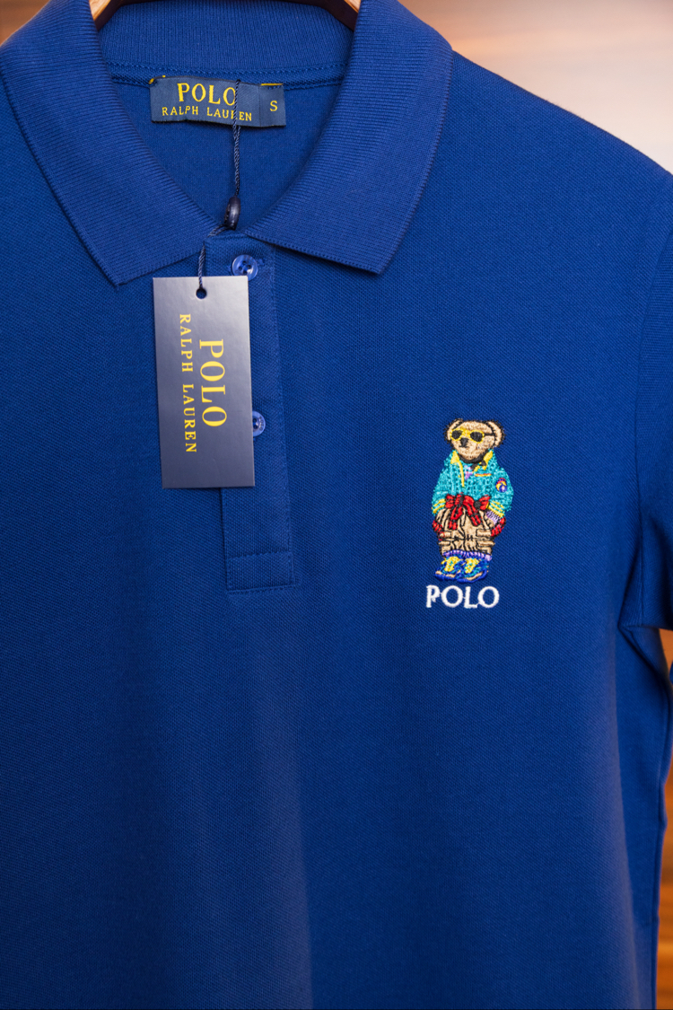 Ralph Laurn Ayıcık Nakışlı Mavi Polo Yaka T-Shirt