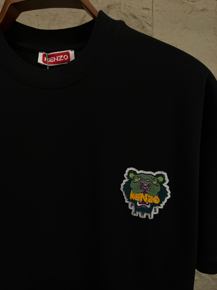 Kenzo Kadife Baskı Siyah T-Shirt