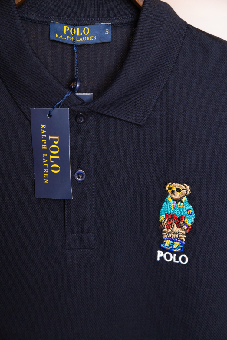 Ralph Laurn Ayıcık Nakışlı Lacivert Polo Yaka T-Shirt