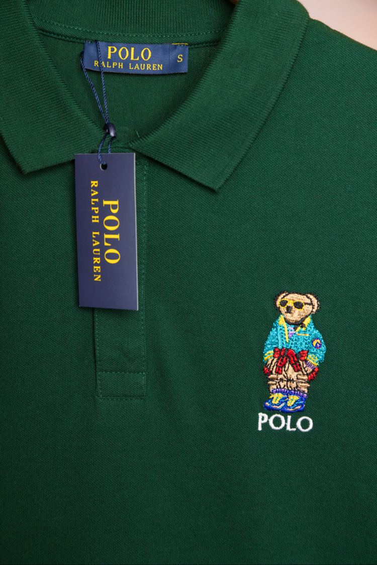 Ralph Laurn Ayıcık Nakışlı Yeşil Polo Yaka T-Shirt