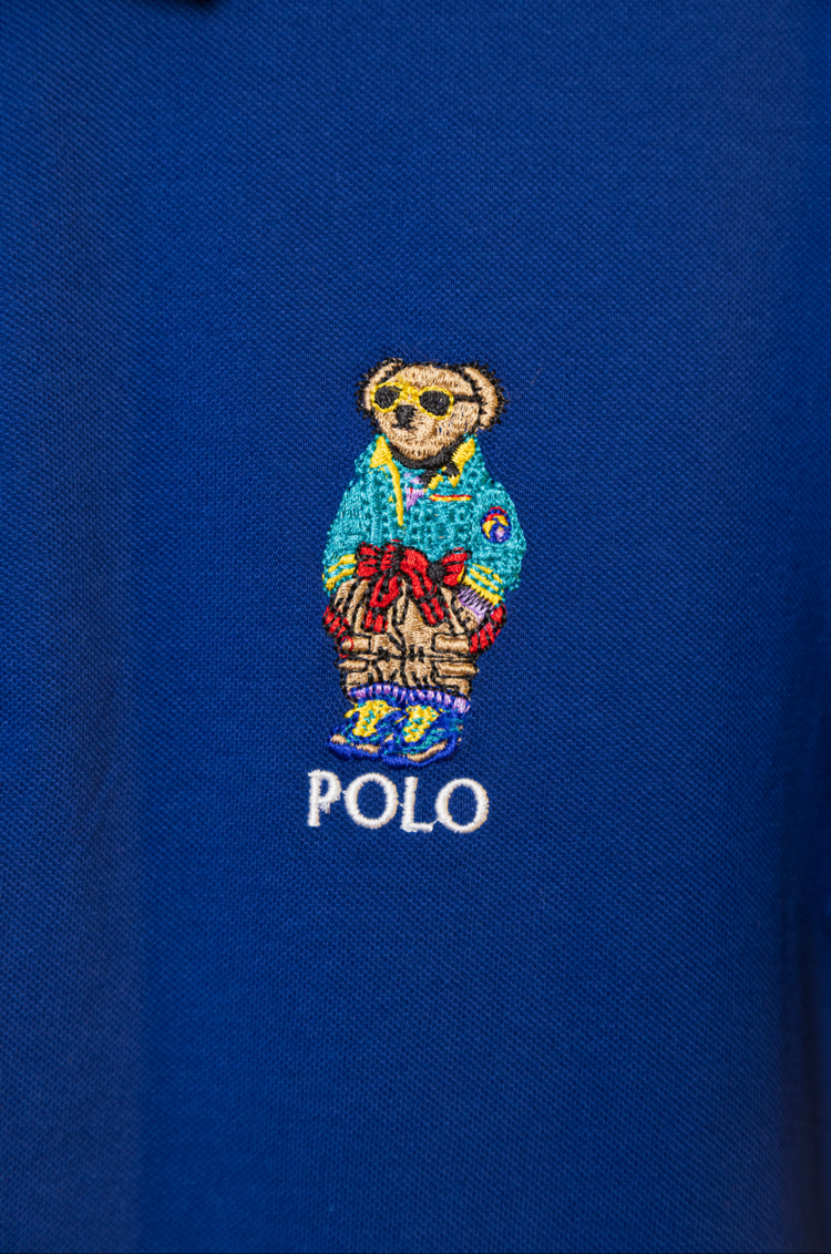 Ralph Laurn Ayıcık Nakışlı Mavi Polo Yaka T-Shirt