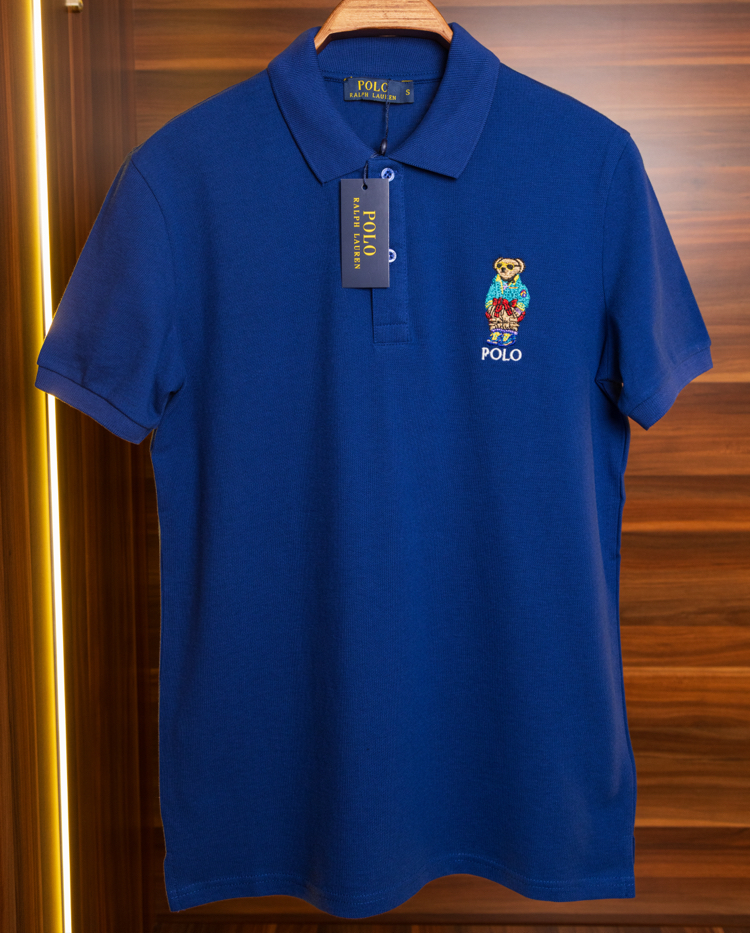 Ralph Laurn Ayıcık Nakışlı Mavi Polo Yaka T-Shirt