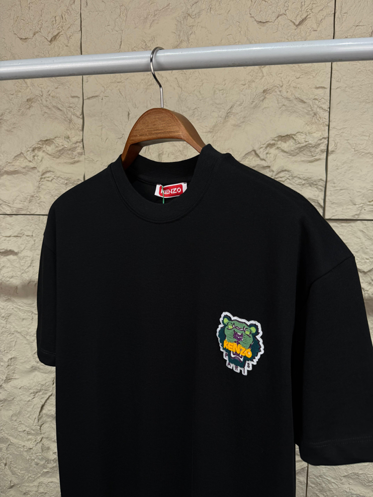 Kenzo Kadife Baskı Siyah T-Shirt