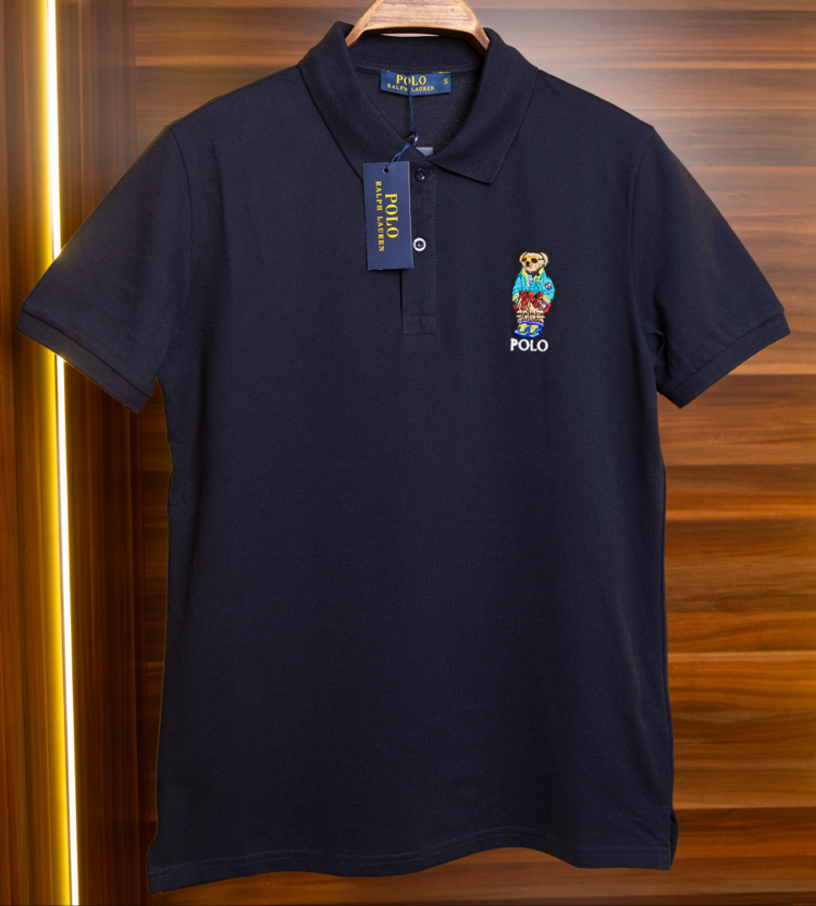 Ralph Laurn Ayıcık Nakışlı Lacivert Polo Yaka T-Shirt