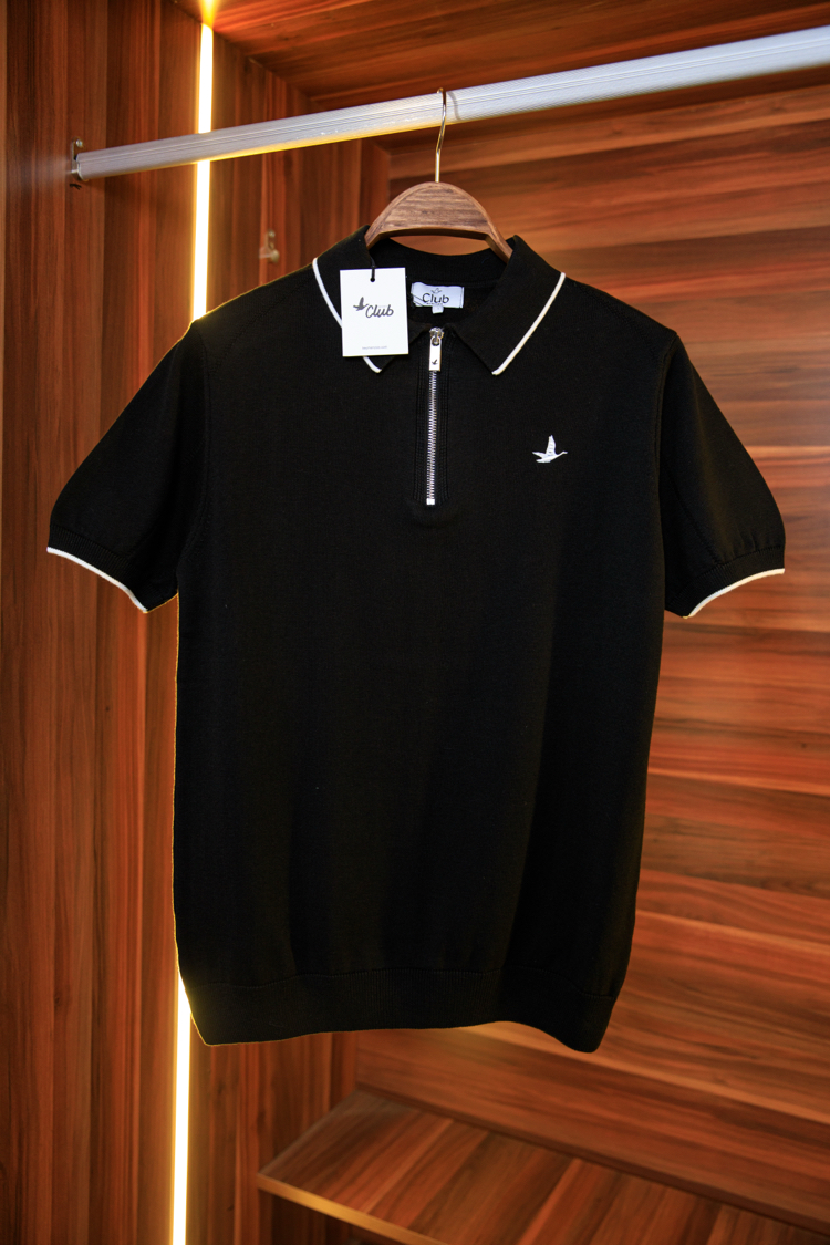 Bmn Club Siyah Half Zip Triko