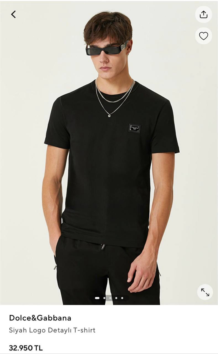 Dolce&Gabbana Siyah Metal Logo T-Shirt