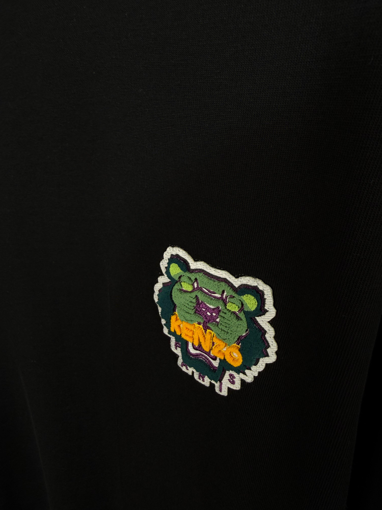 Kenzo Kadife Baskı Siyah T-Shirt