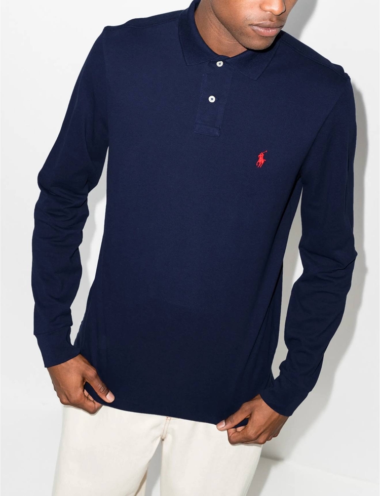 Ralph Laurn Uzun Kollu Lacivert Polo Yaka T-Shirt