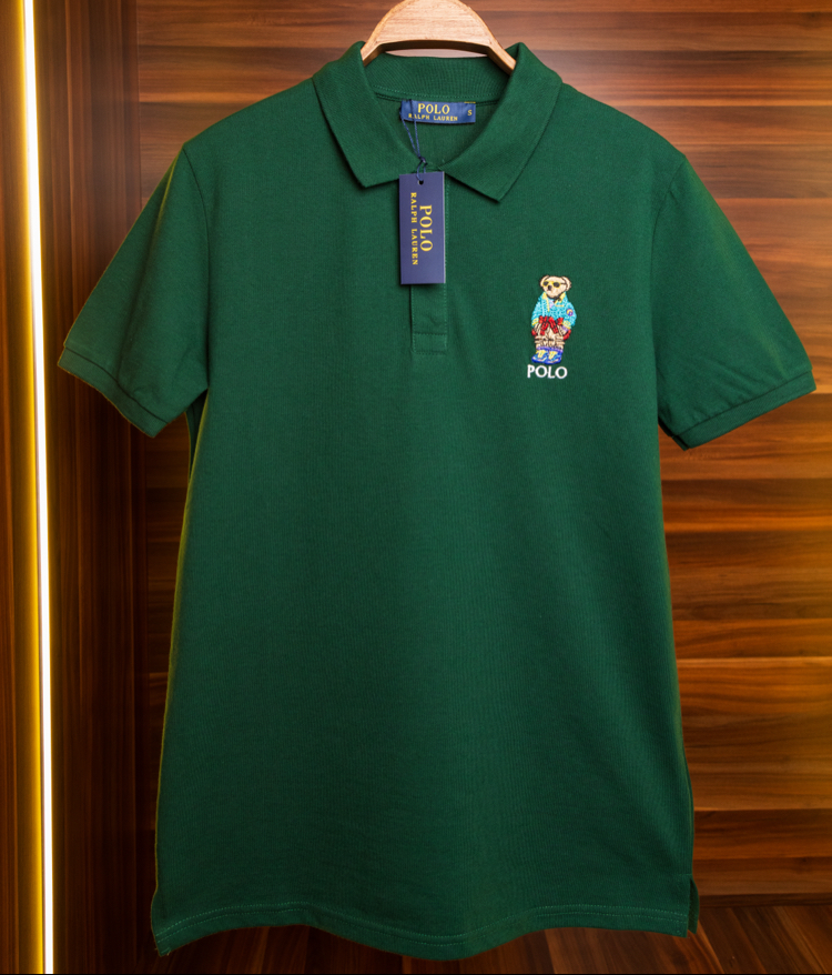 Ralph Laurn Ayıcık Nakışlı Yeşil Polo Yaka T-Shirt