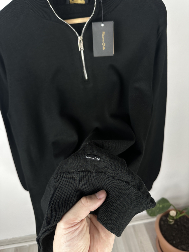 M.Dutti yarım fermuar siyah triko sweat