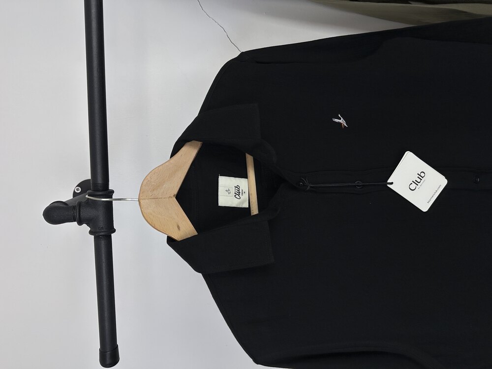 B. marka comfort fit müslin kumaş keten siyah gömlek