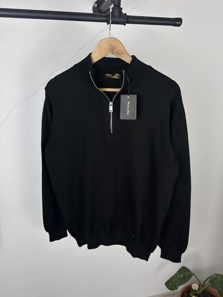 M.Dutti yarım fermuar siyah triko sweat