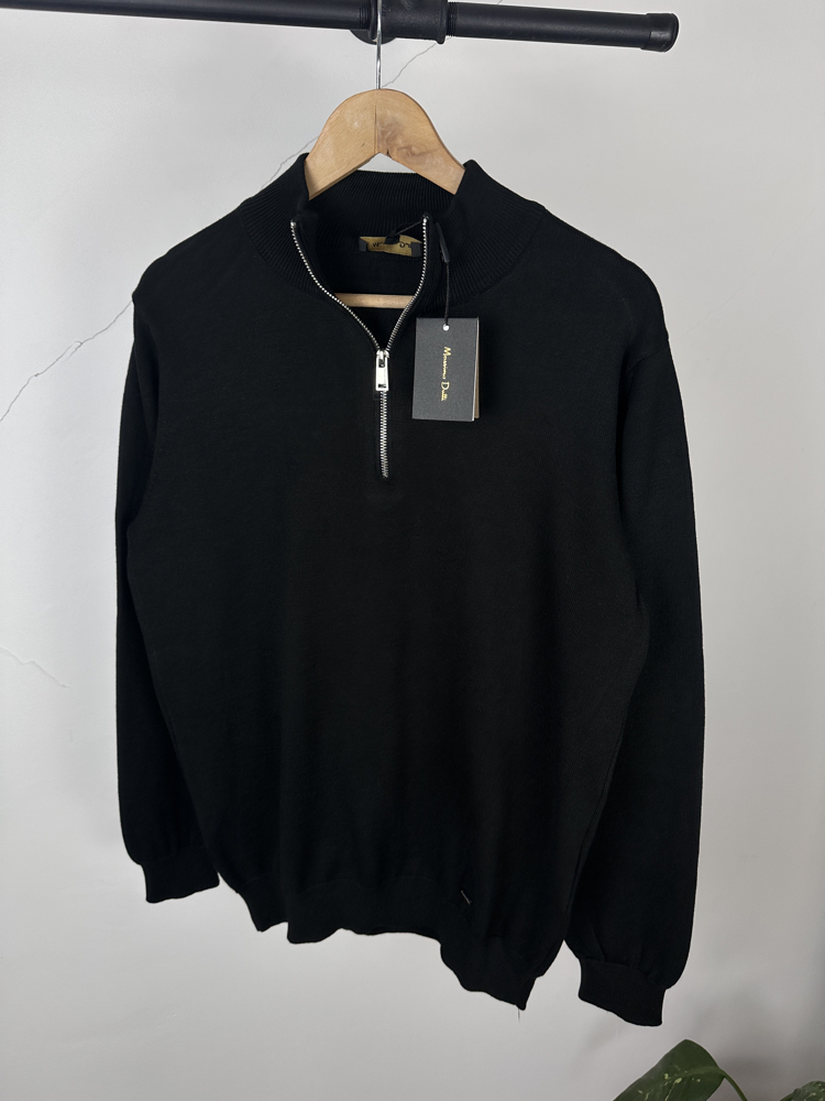 M.Dutti yarım fermuar siyah triko sweat
