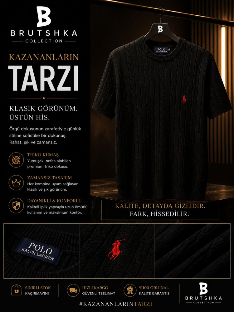 Ralph Lauren Siyah Triko Premium Tişört
