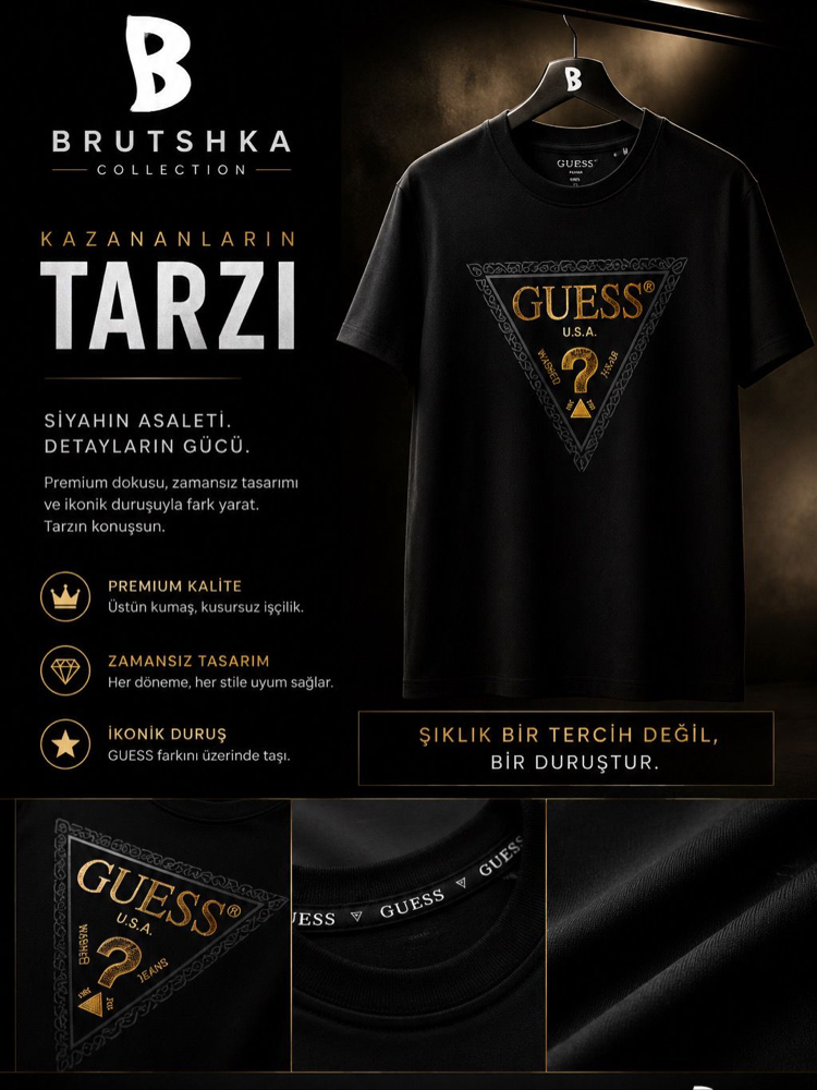 Altın Baskılı Siyah Guess