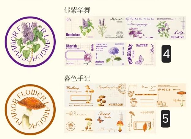 Vintage Botanical Washi Serisi