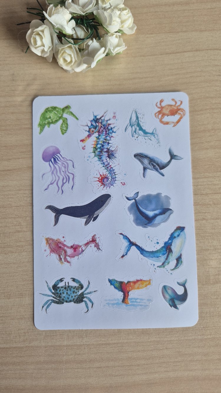 Okyanus Canlıları Sticker Sayfası