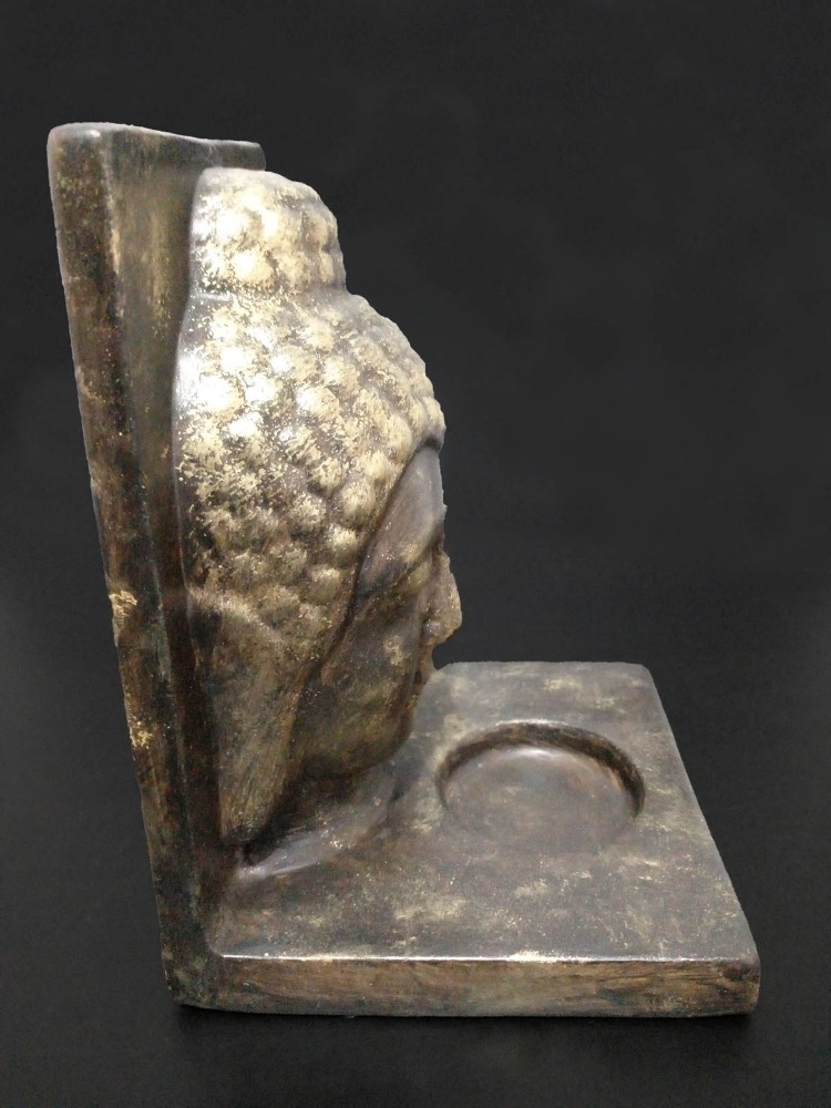 Kahverengi Üzerine Altın Eskitme Buda Tealight Mumluk