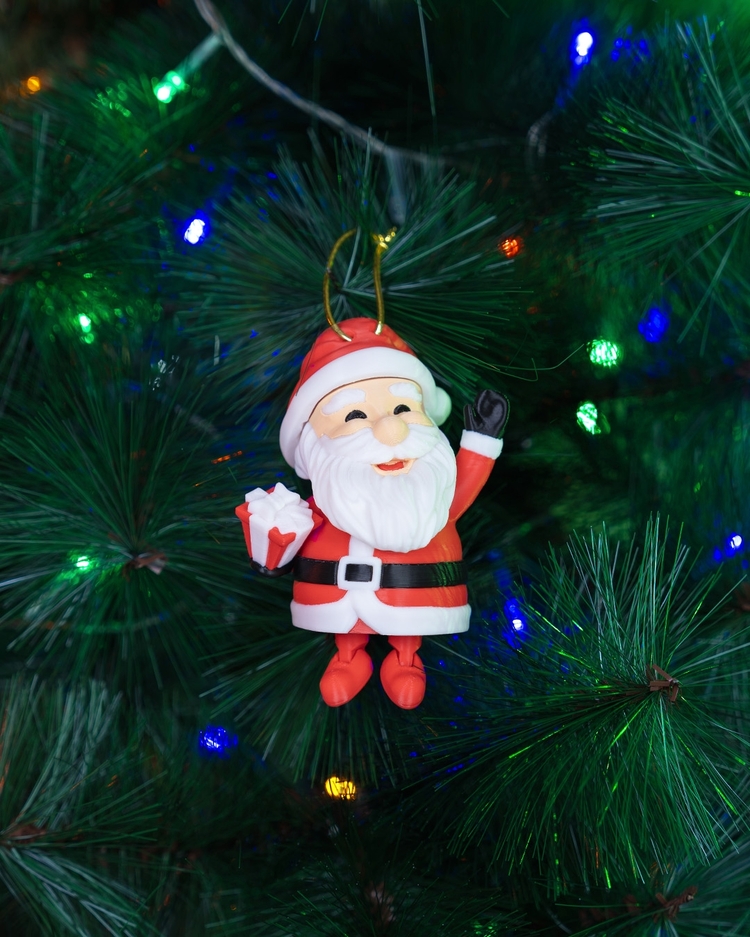 3D Baskı Noel Baba Yılbaşı Süsü | El Yapımı Hediye Tutan Figür