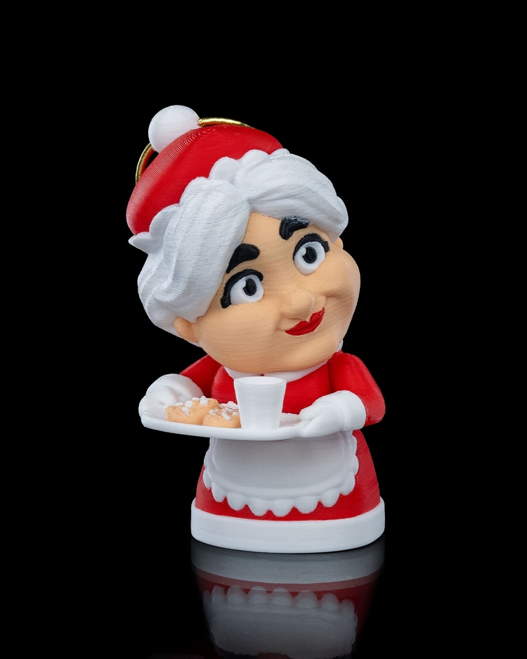 3D Baskı Mrs. Claus (Noel Anne) Yılbaşı Süsü | El Yapımı Klasik Noel Figürü