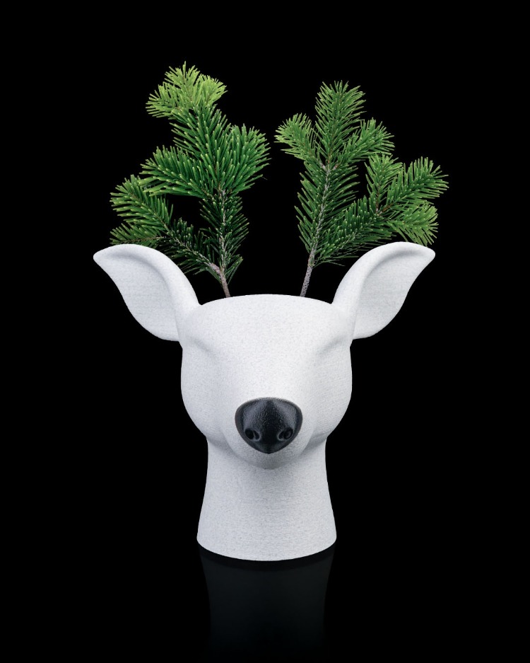 Geyik Kafa Vazo/Planter — Minimal Kış Dekoru