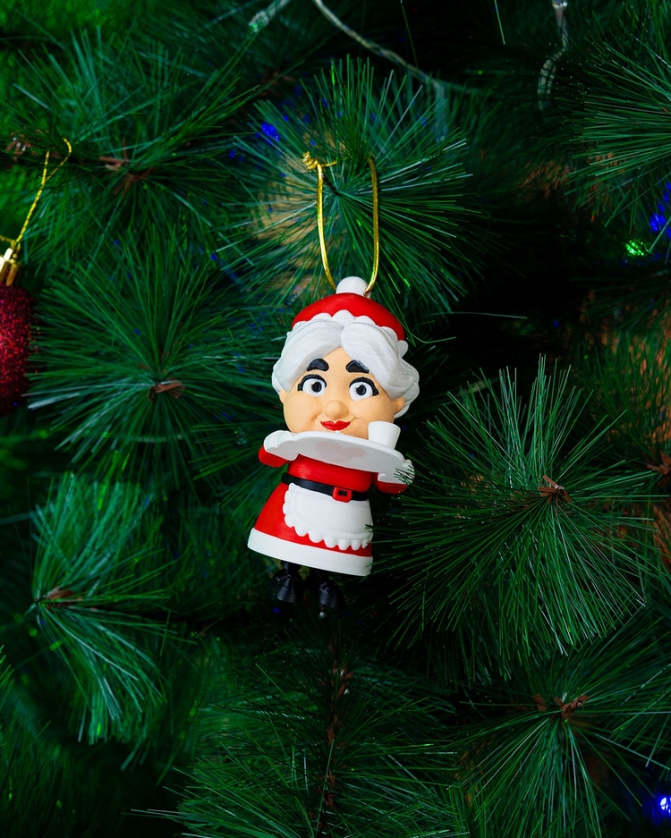 3D Baskı Mrs. Claus (Noel Anne) Yılbaşı Süsü | El Yapımı Klasik Noel Figürü