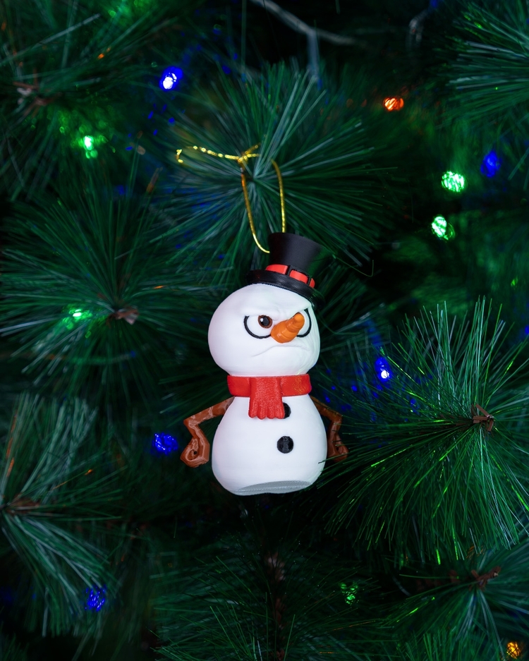 3D Baskı Kardan Adam Yılbaşı Süsü ☃️ | El Yapımı Şapkalı Figür