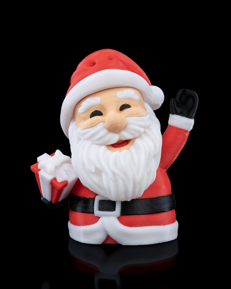 3D Baskı Noel Baba Yılbaşı Süsü | El Yapımı Hediye Tutan Figür