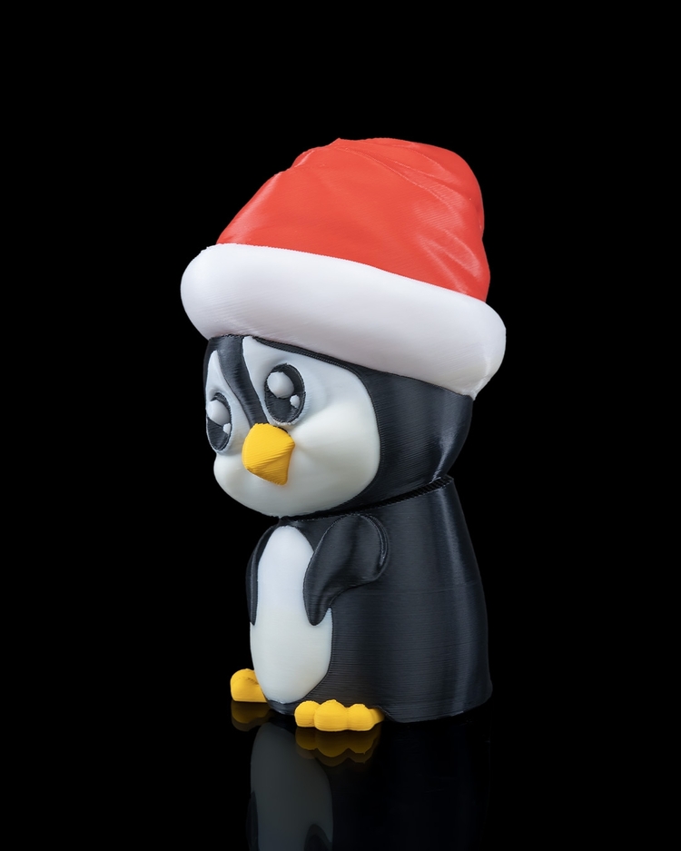 3D Baskı Penguen Yılbaşı Süsü | El Yapımı Noel Şapkalı Figür