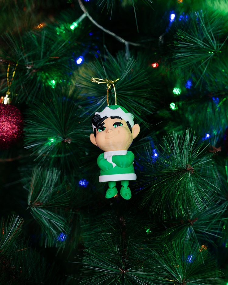 3D Baskı Noel Elf Yılbaşı Süsü ♂️ | El Yapımı Yeşil Figür