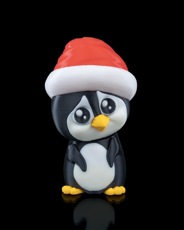 3D Baskı Penguen Yılbaşı Süsü | El Yapımı Noel Şapkalı Figür