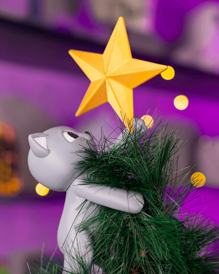 3D Kedi Ağaç Tepesi Süsü — Meowy Christmas ⭐
