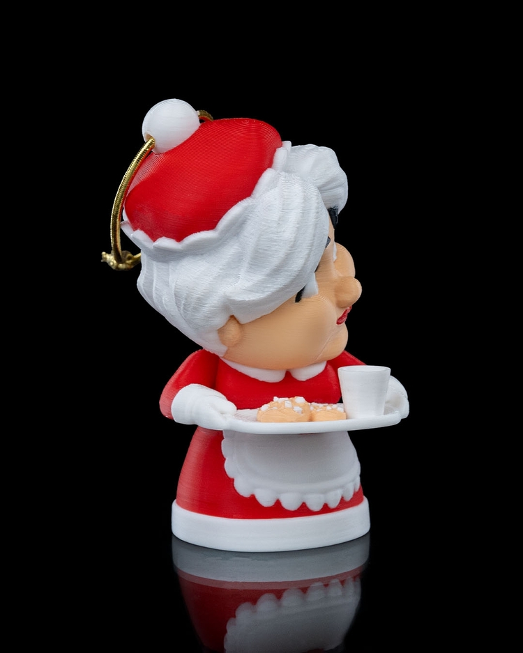 3D Baskı Mrs. Claus (Noel Anne) Yılbaşı Süsü | El Yapımı Klasik Noel Figürü