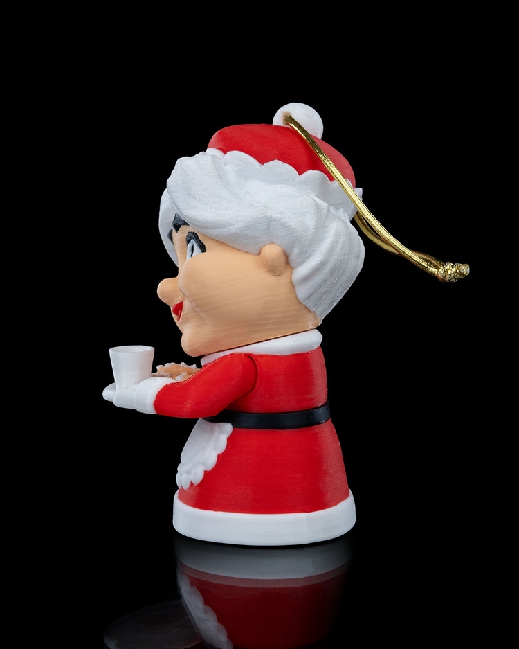 3D Baskı Mrs. Claus (Noel Anne) Yılbaşı Süsü | El Yapımı Klasik Noel Figürü