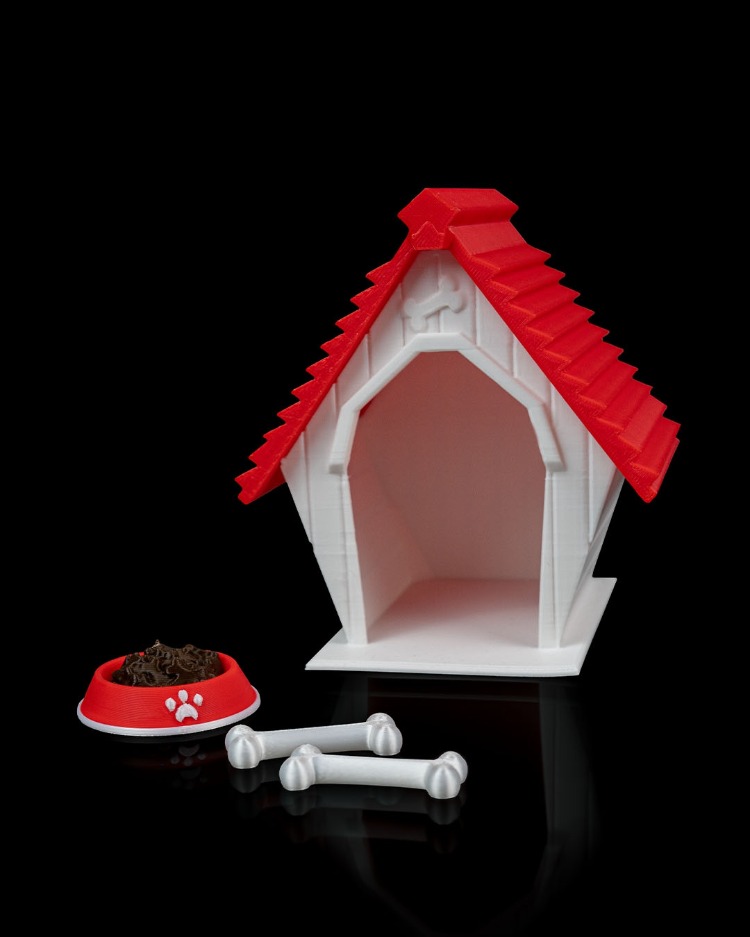 Köpek Kulübesi Figür Seti | 3D Dekoratif Köpek Heykeli + Mama & Kemik Aksesuarları