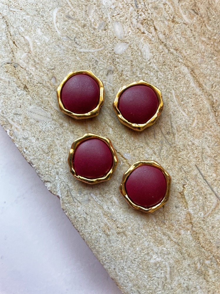 Button ' küpe (BORDO)