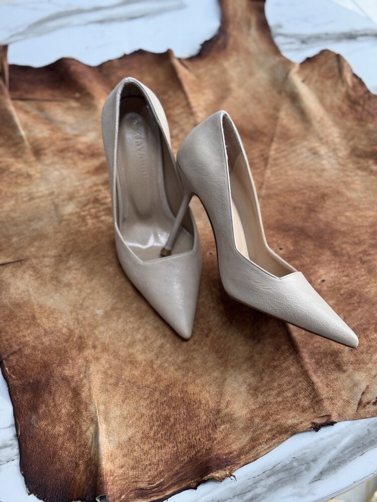 Bej ince topuk stiletto