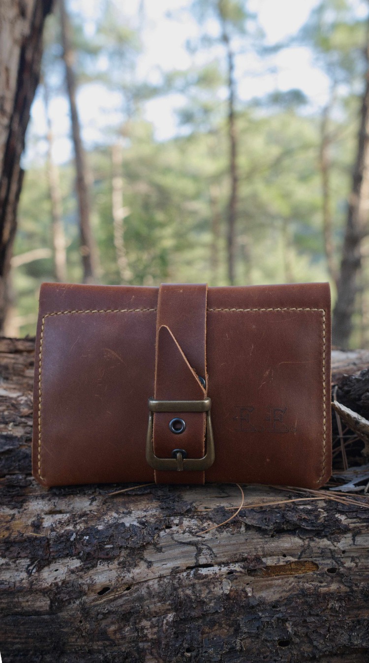 El Yapımı Deri Tütün ve EDC Düzenleyici – Kamp, Bushcraft ve EDC İçin Rulo Deri Çanta