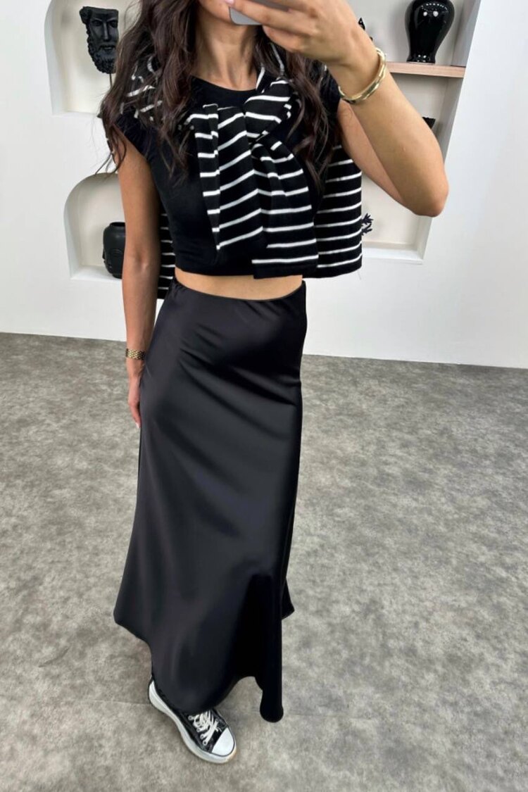 ZARA ETİKETLİ SATEN ETEK