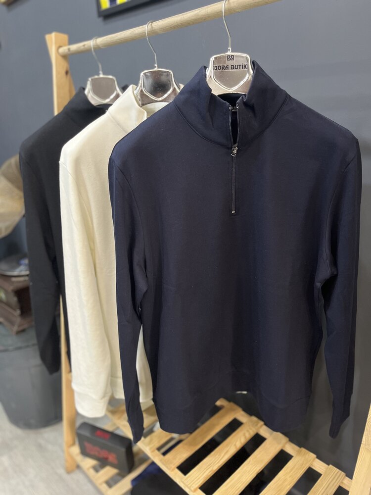 Lacivert Oversize Yarım Fermuarlı