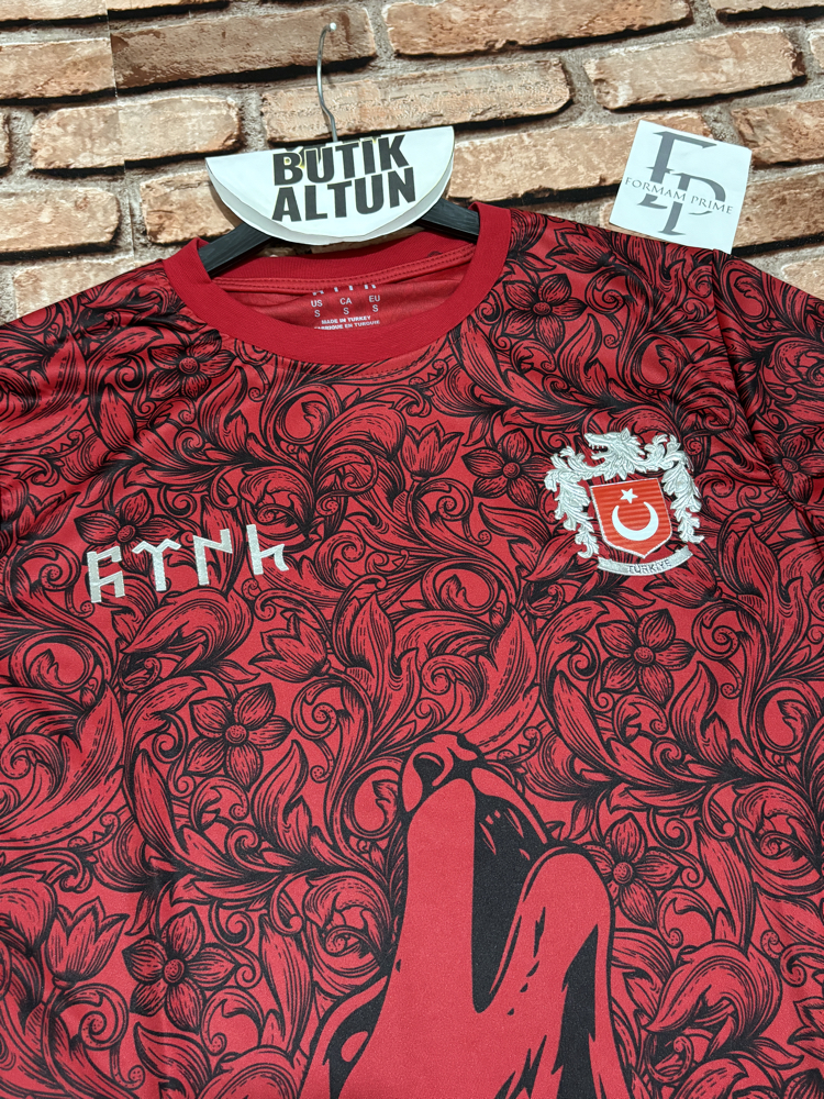 Yetişkin Türkiye Vişne Ton Bozkurt Forma Kurt Desenlş